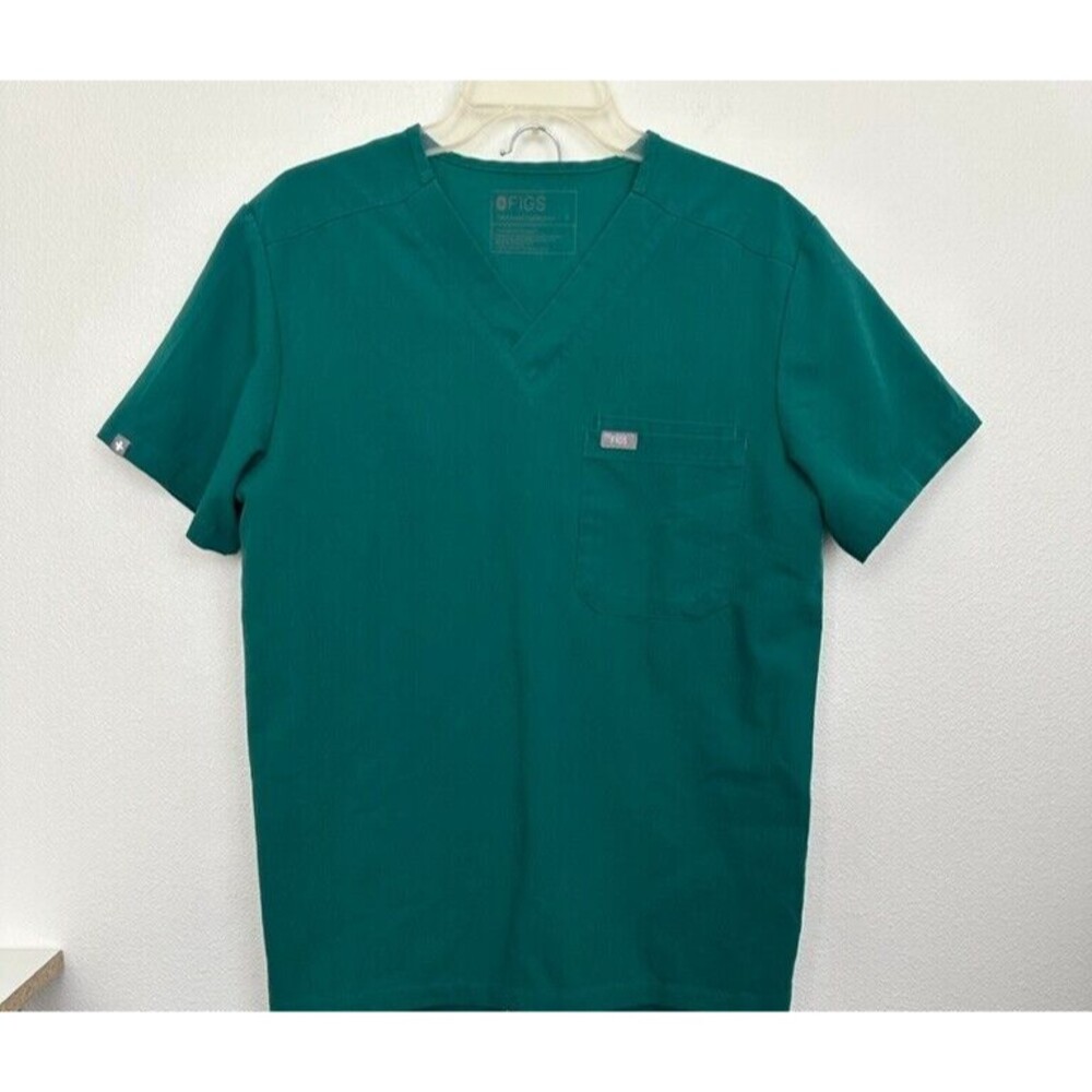 Figs Men's Short Sleeve V-Neck Scrub Top in Teal Green